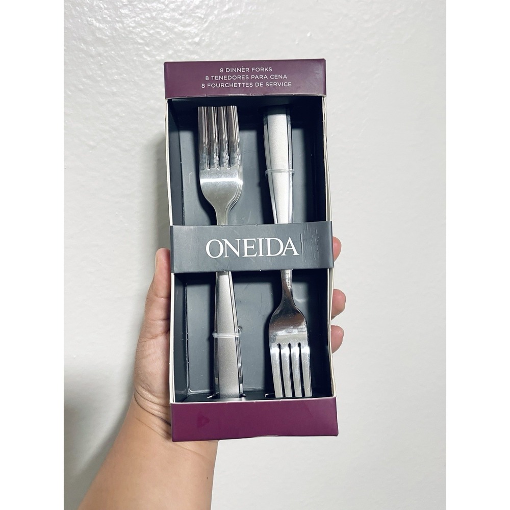 Oneida JORDAN Frosted Dinner fork Stainless lot of 8 Brand New